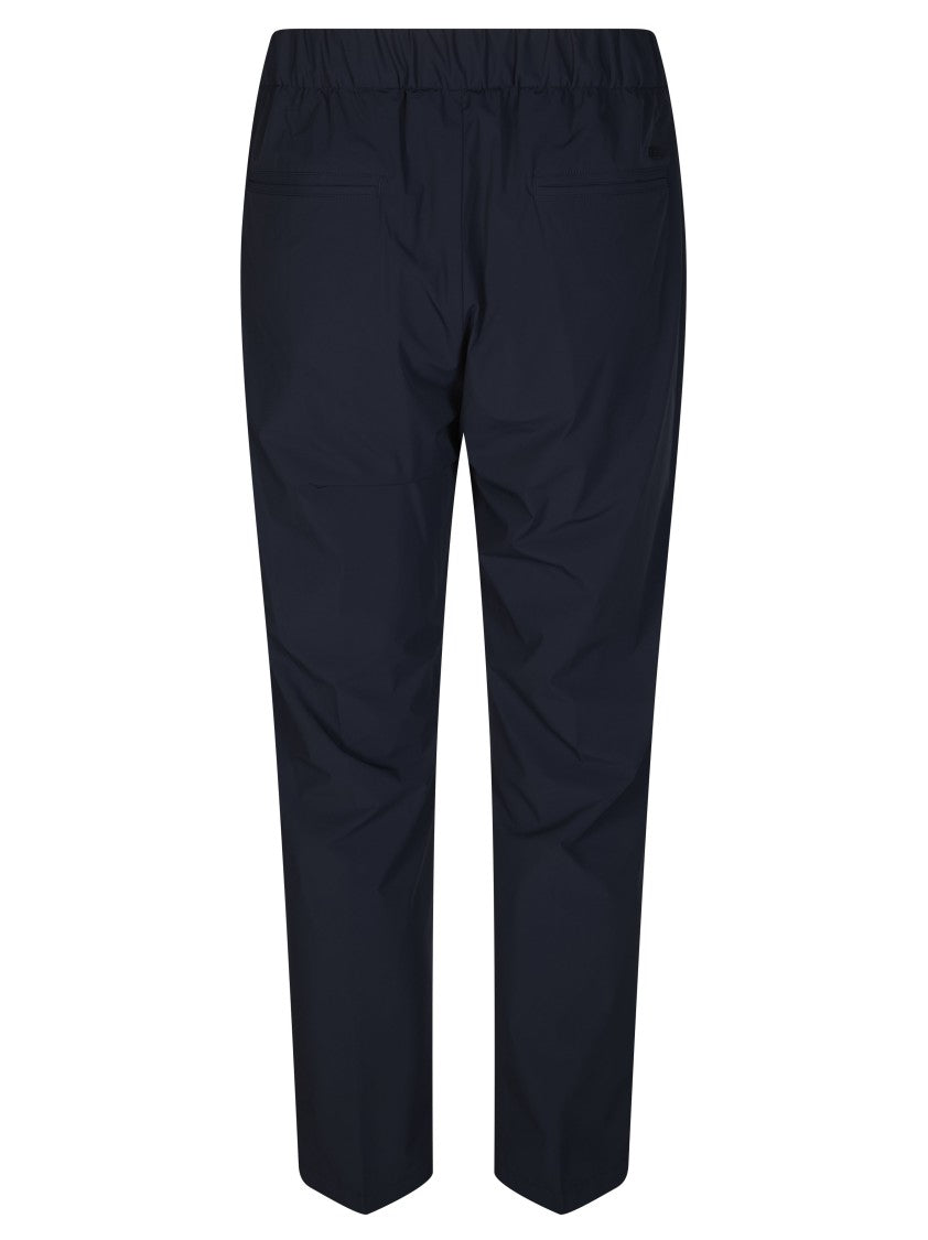 Herno Blue Technical Nylon Front Pleats Trousers