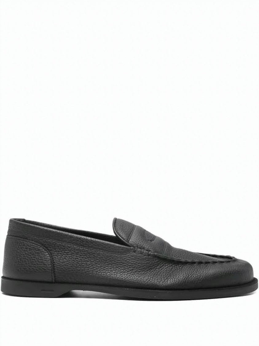 John Lobb Leather Loafer With Rounded Toe And Subtle Stitching