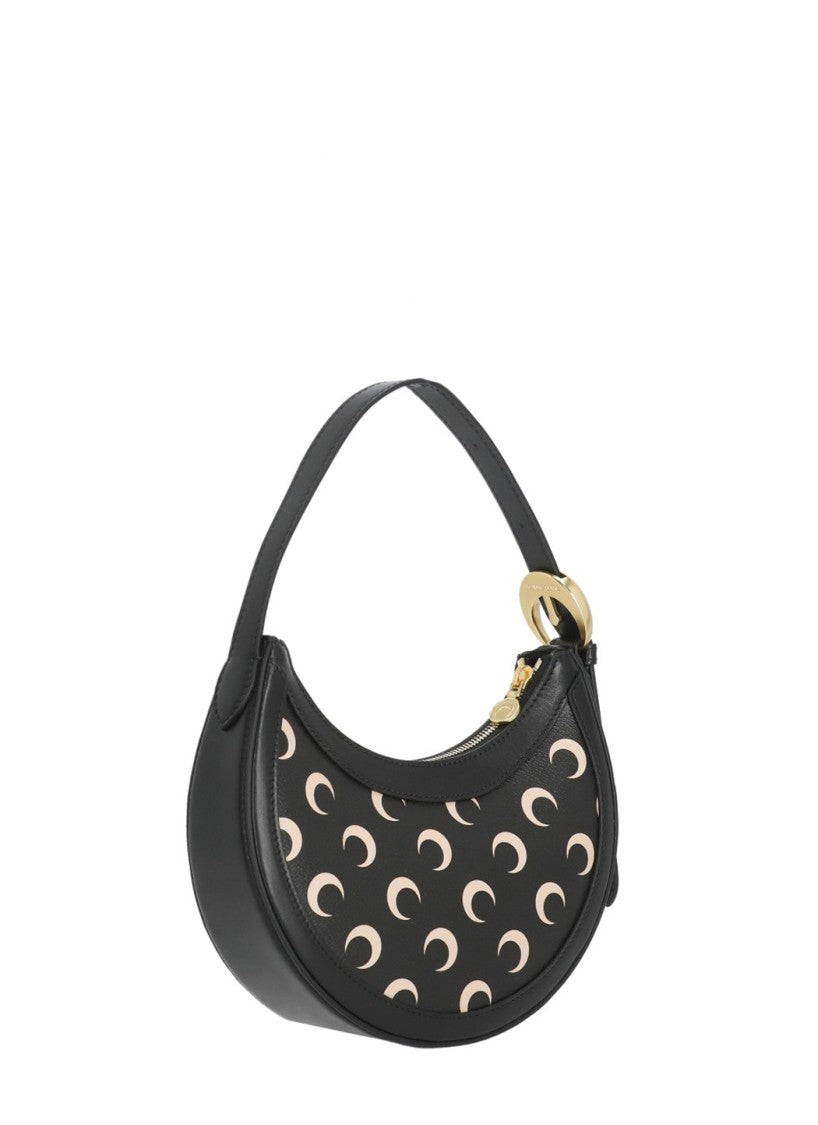 Marine Serre Crescent-Shaped Leather Shoulder Bag With Adjustable Handle