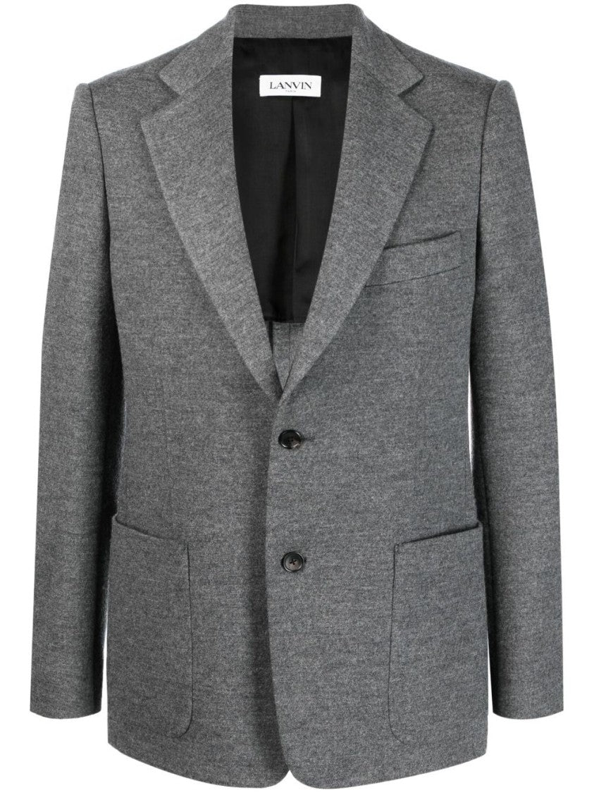 Lanvin Grey Tailored Two-Button Wool Blazer