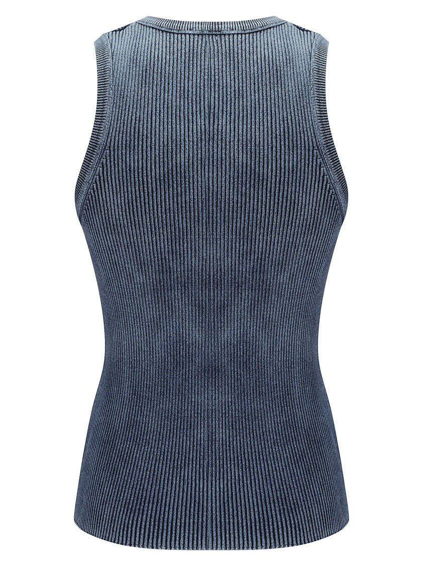 Diesel Sleeveless Ribbed Knit Top With Oval Cutout