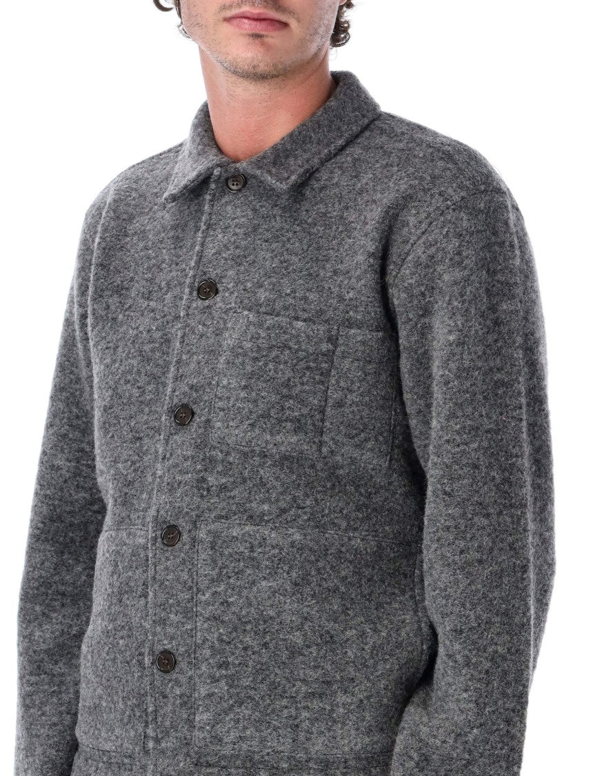 Universal Works Wool Fleece Overshirt Jacket With Button Closure And Pocket Detail