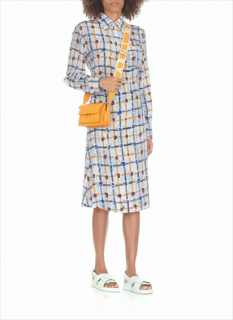 Marni Structured Smooth Leather Shoulder Bag With Scalloped Flap