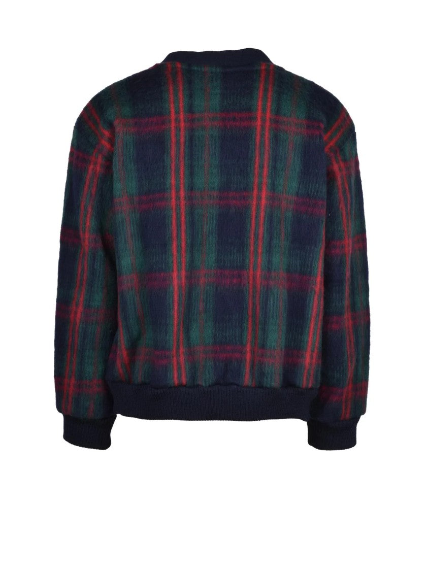 Aspesi V-Neck Button-Up Cardigan In Bold Plaid Pattern