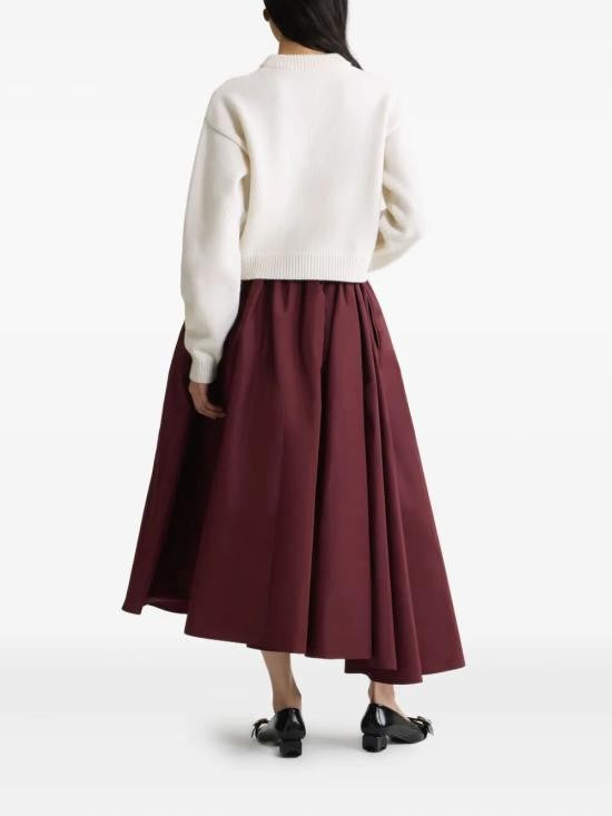 Patou Cropped Knit Sweater With Ribbed Detailing