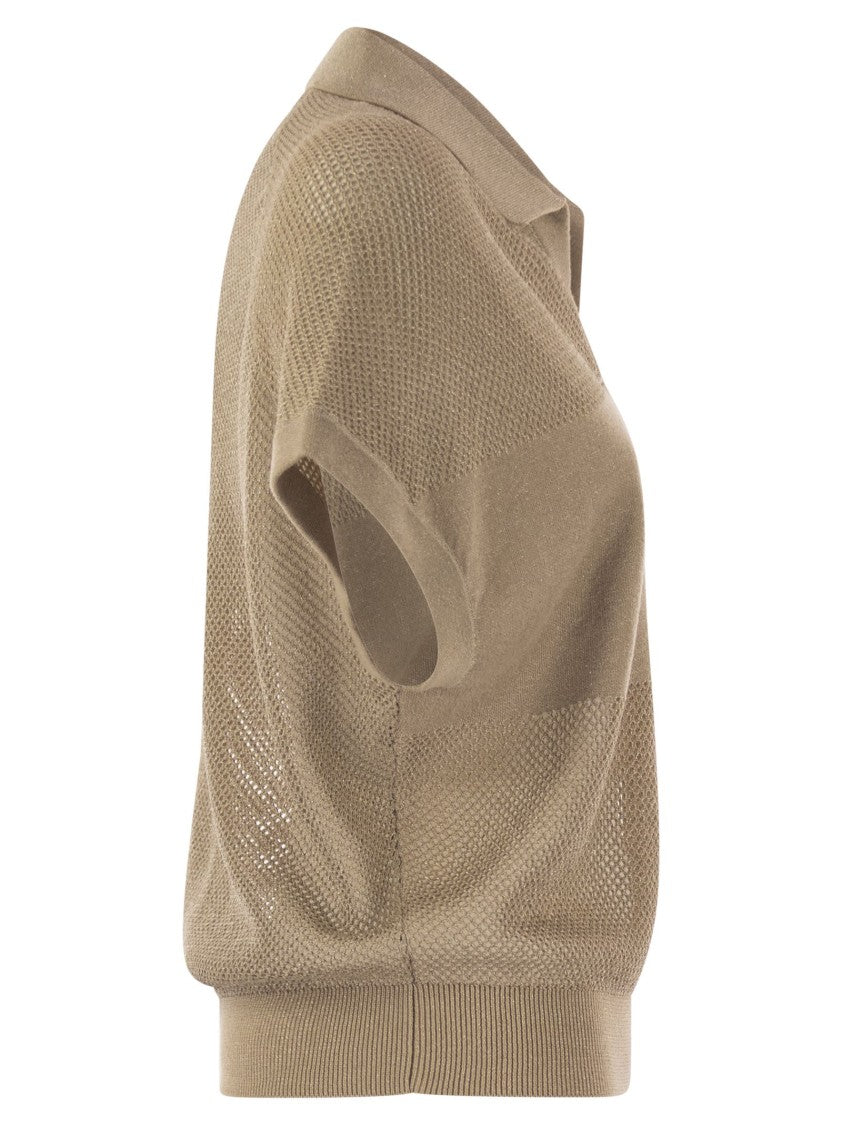 Peserico Tricot Polo Shirt In Pure Cotton Crepe Yarn