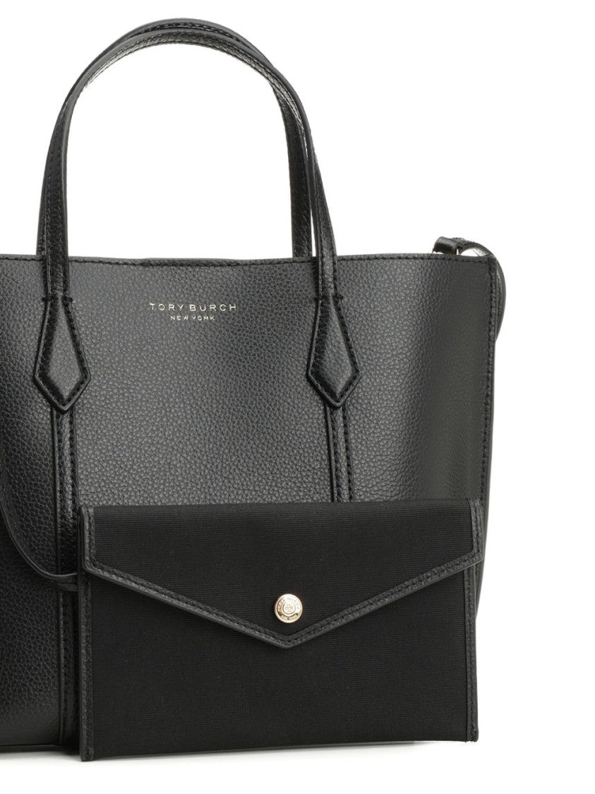 Tory Burch Black Shopping Perry Small Leather Tote Bag