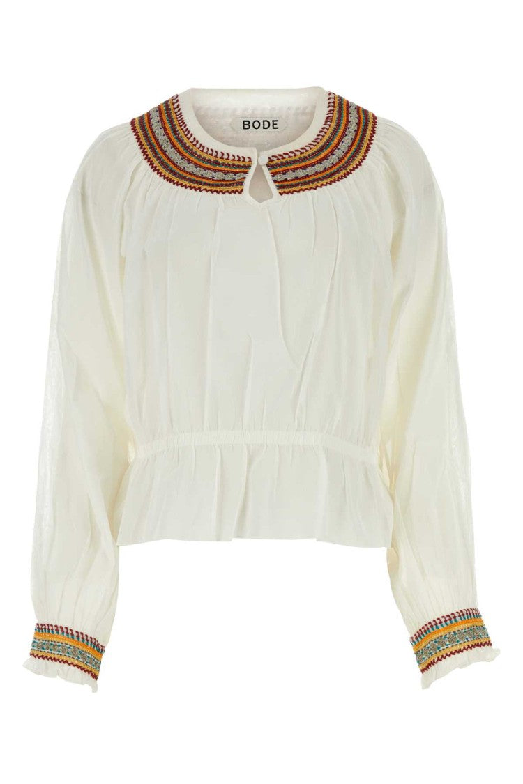 Bode White Cotton Georgette Blouse
