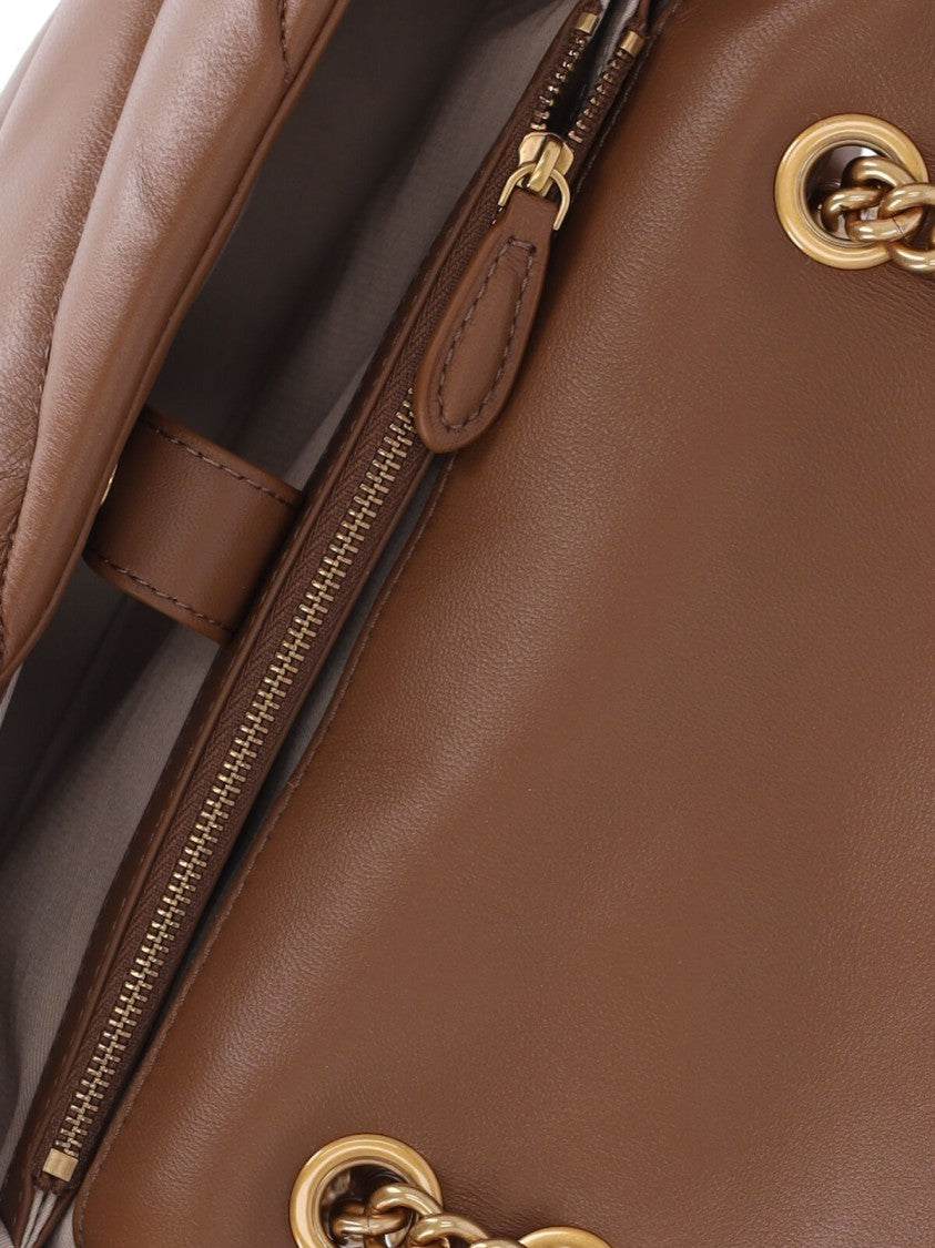 Pinko Brown Love Puff Calfskin Shoulder Bag