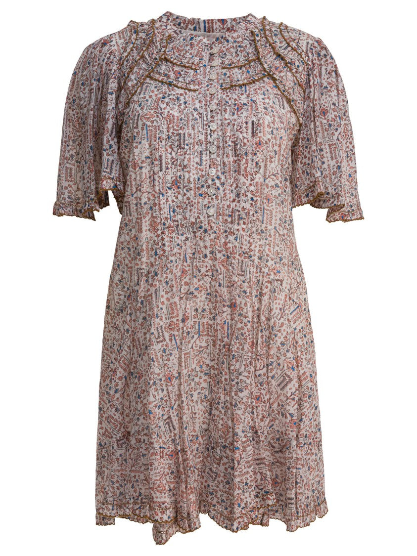 Isabel Marant Étoile Beige Mini Dress With Abstract Floral Print