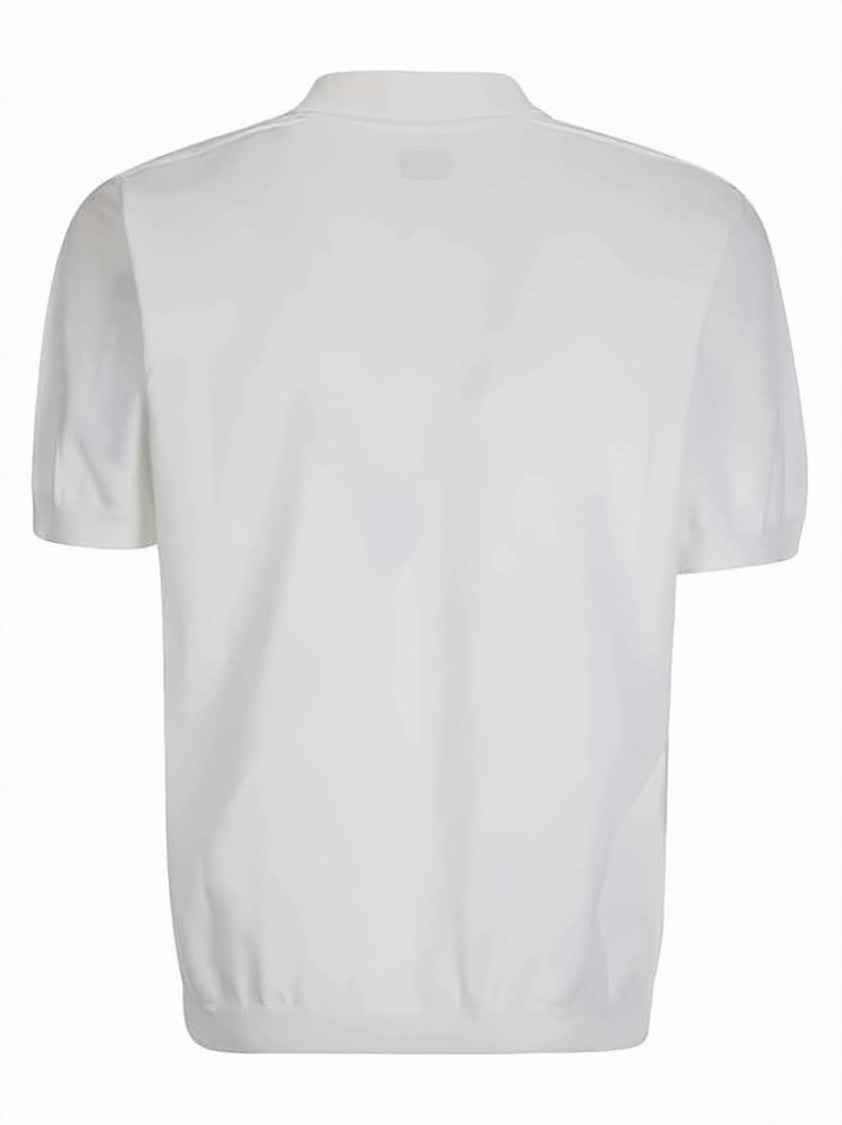 C.P. Company White Polo Shirt With Traditional Collar