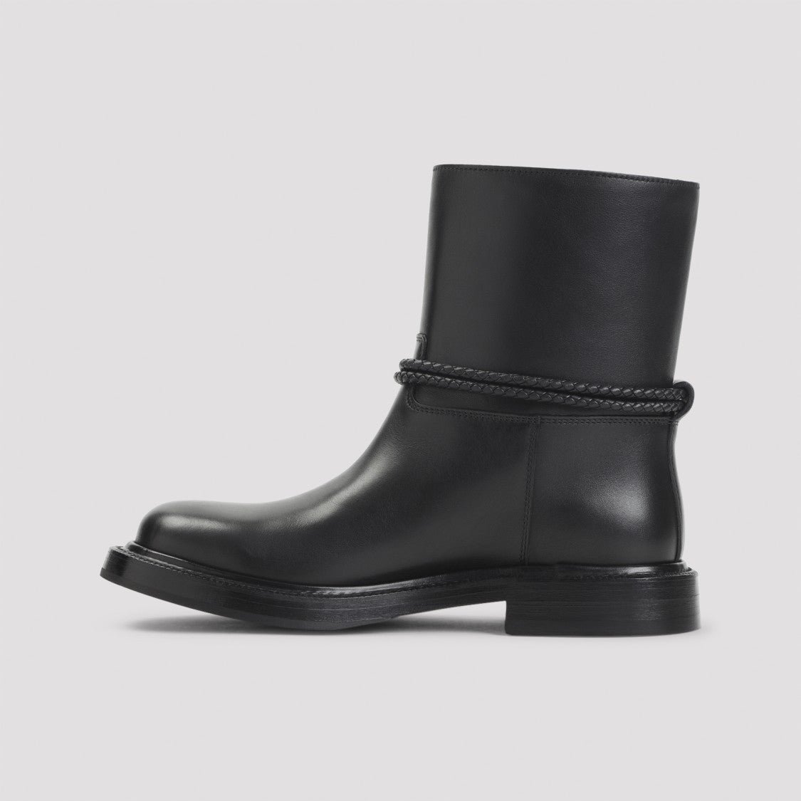Bottega Veneta Smooth Leather Ankle Boots With Braided Strap Detail