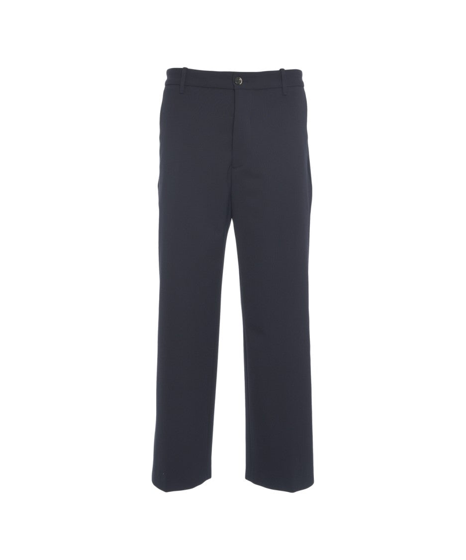 Nine In The Morning Baggy Blue Trousers With Straight Leg Cut And Hidden Zip Closure