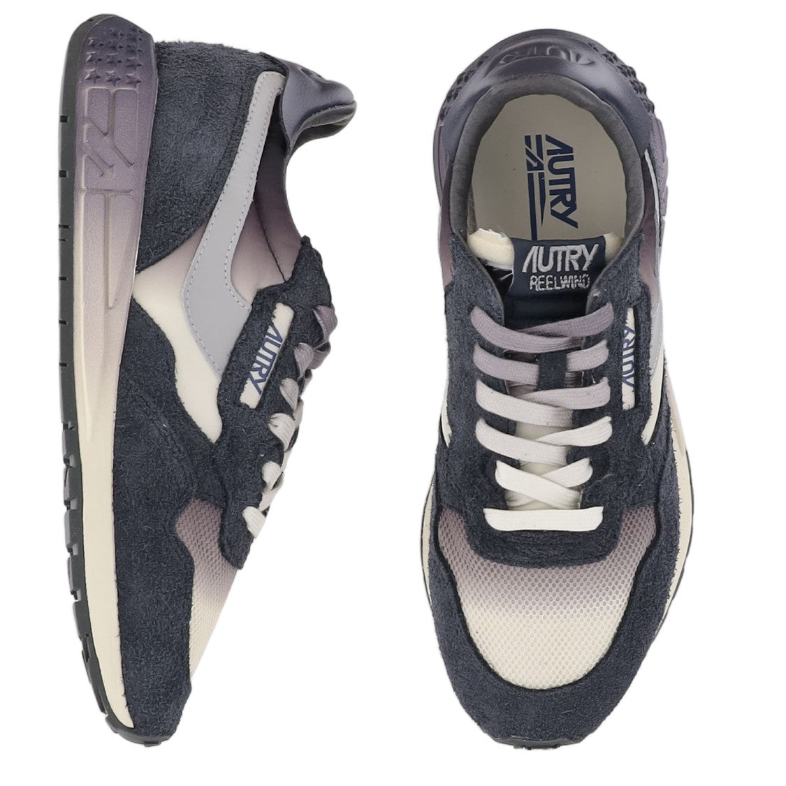 Autry Navy Leather Nylon Running Sneakers