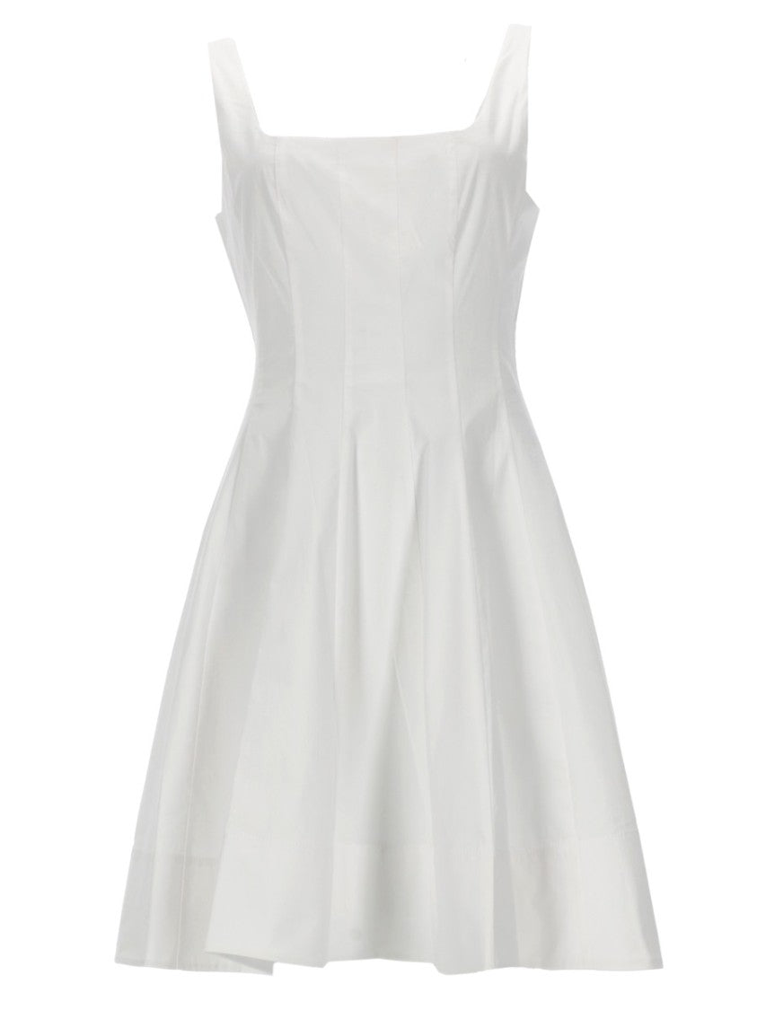 Staud Mini Abito Wells Cotton-Blend Pleated Dress
