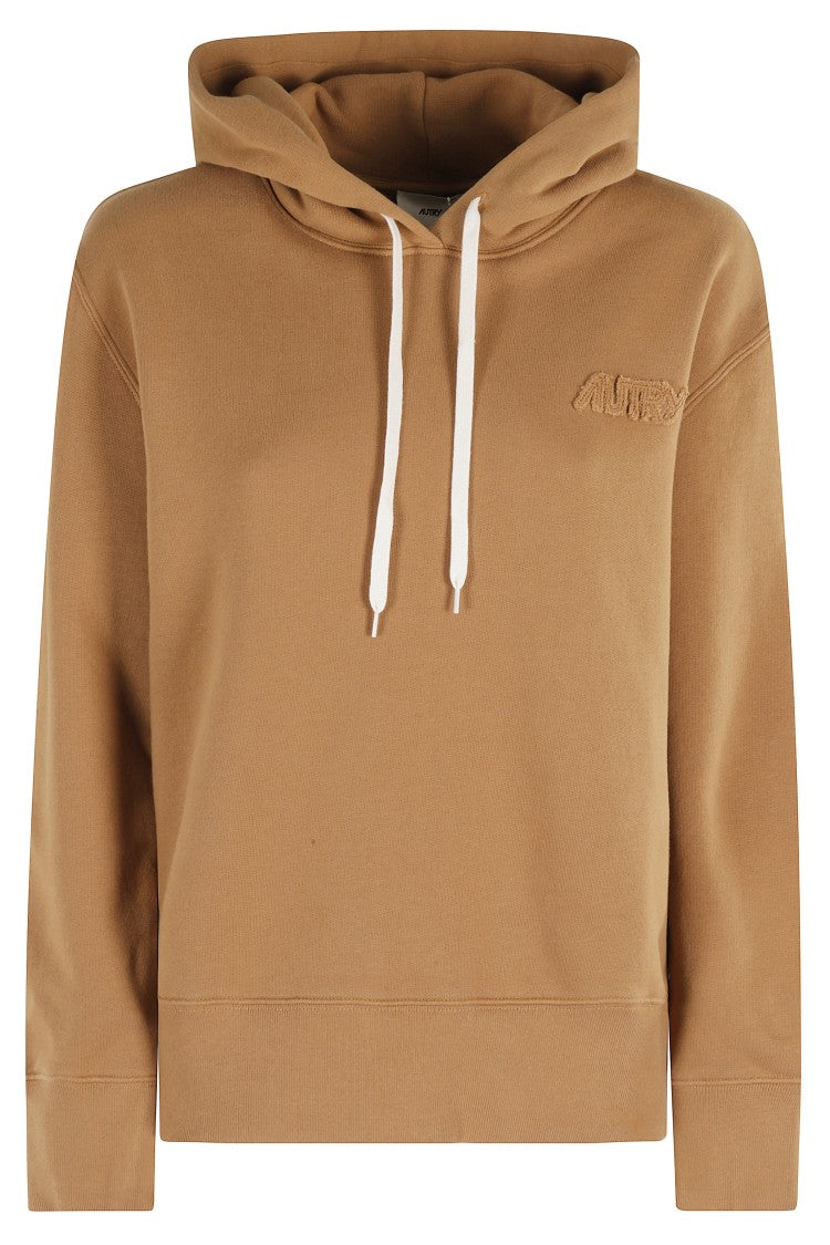 Autry Walnut Cotton Hoodie With Adjustable Hood