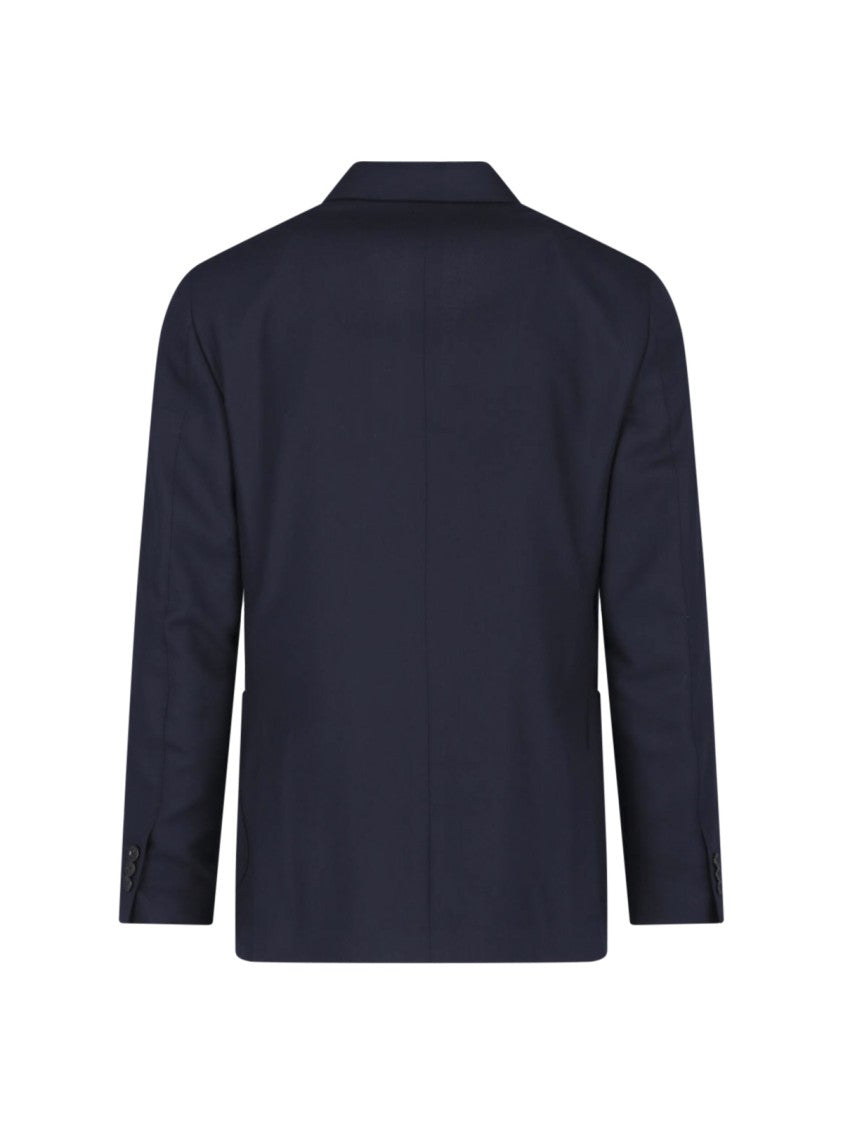 Lardini Navy Double-Breasted Virgin Wool Blazer