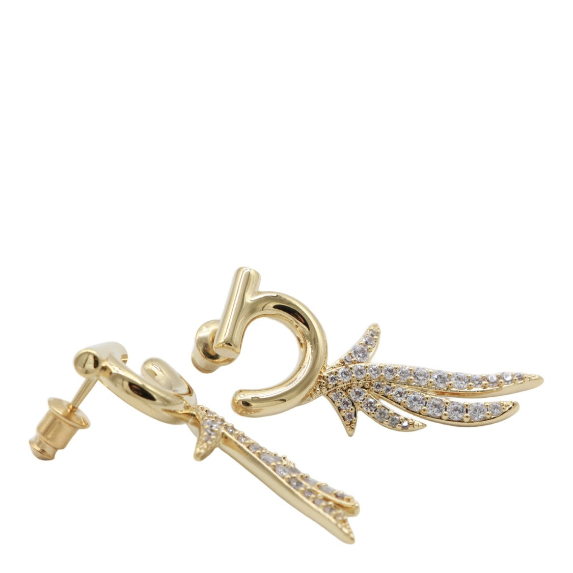 Ferragamo Polished Gold-Tone Hoop Earrings With Leaf-Like Pendants