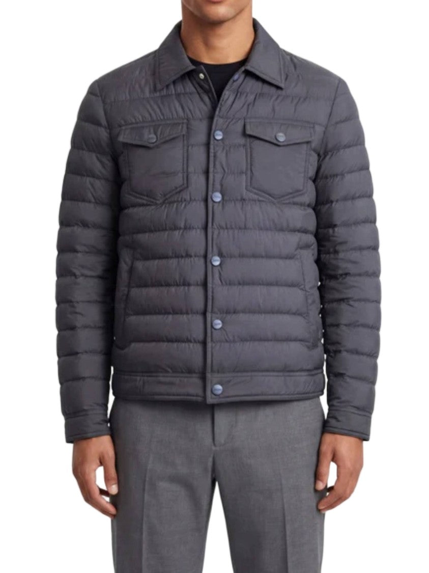 Herno Grey Legend Quilted Denim Casual Jacket