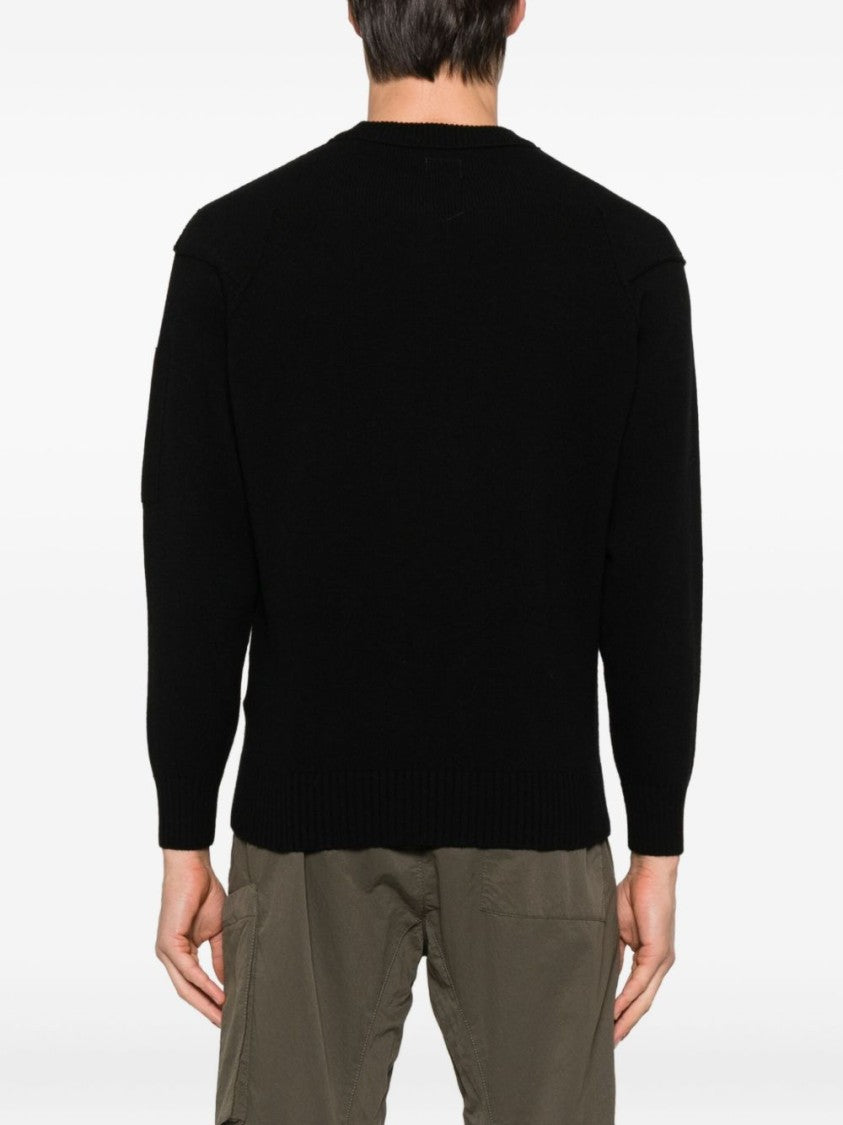 C.P. Company Black Classic Crew Neck Ribbed Sweater