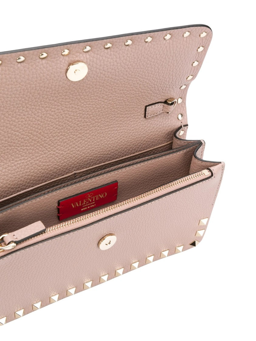 Valentino Pyramid Stud Taupe Leather Wallet
