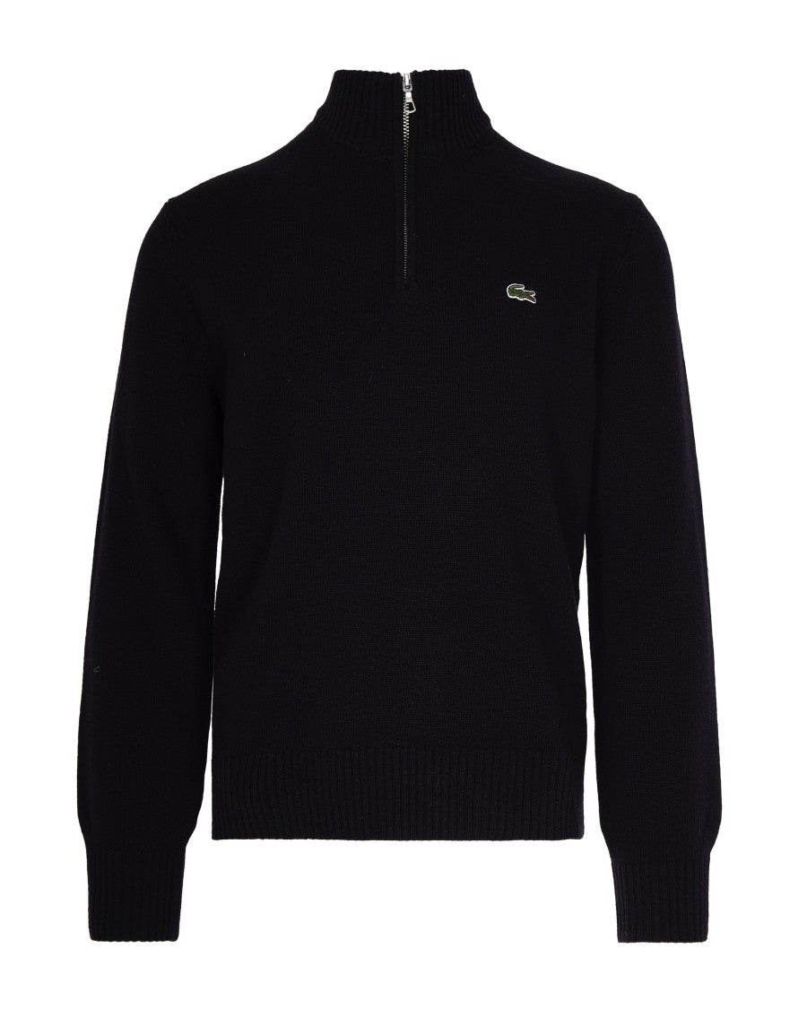 Lacoste High-Neck Carded Wool Sweater With Zipper
