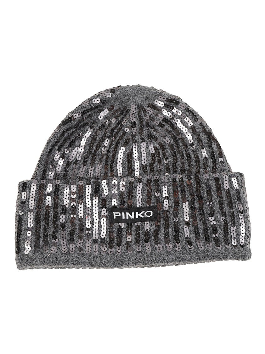 Pinko Bembusa Ribbed Sequined Polyester Hat