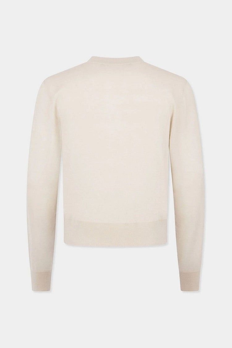 Dsquared2 Beige Wool Tonal Logo Crewneck Sweater