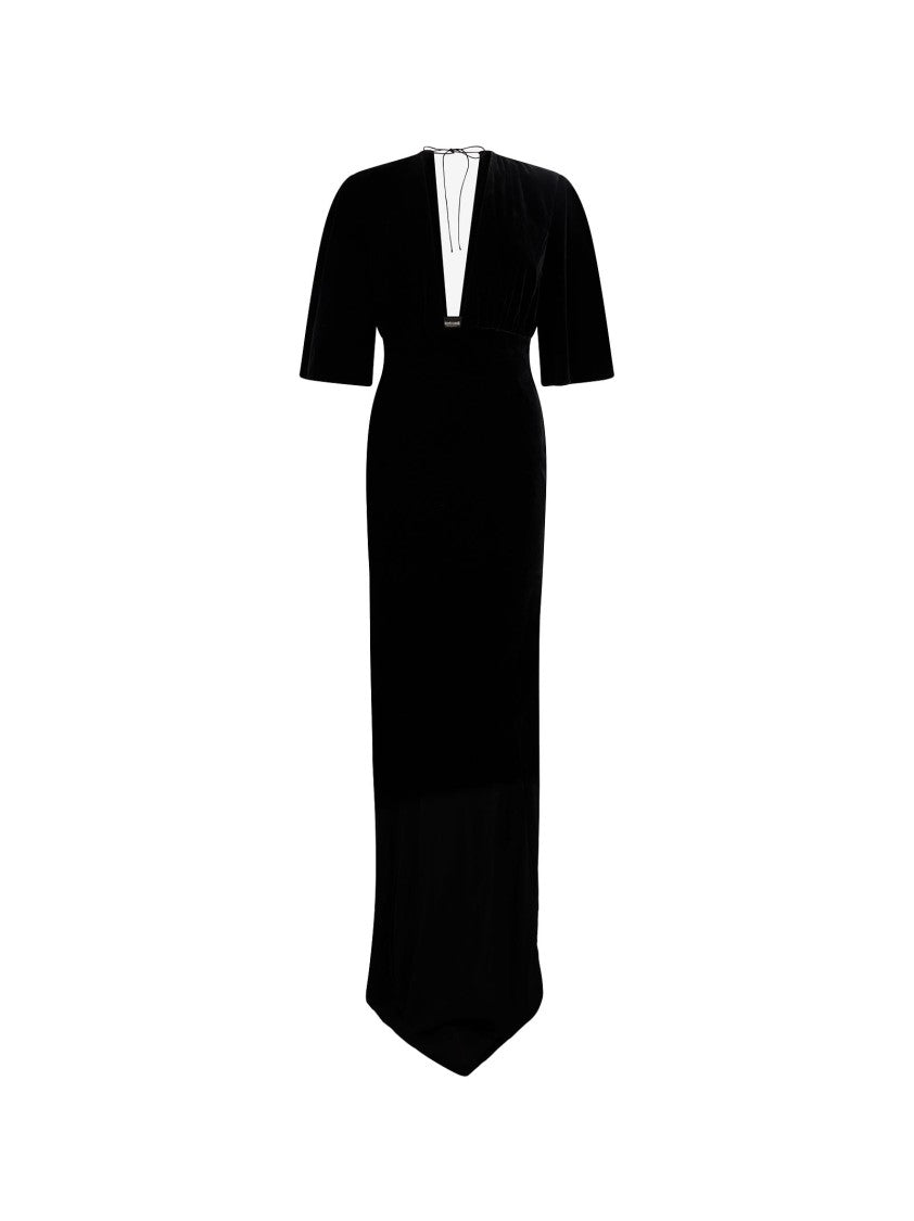 Roberto Cavalli Maxi Dress With Deep V-Neckline