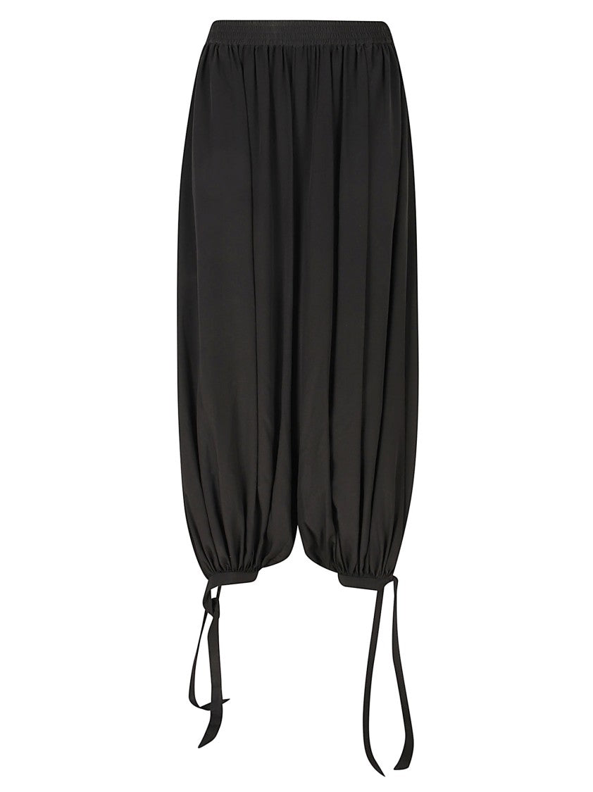Chloé Loose Silk Trousers With Gathered Hem And Tied Ribbons