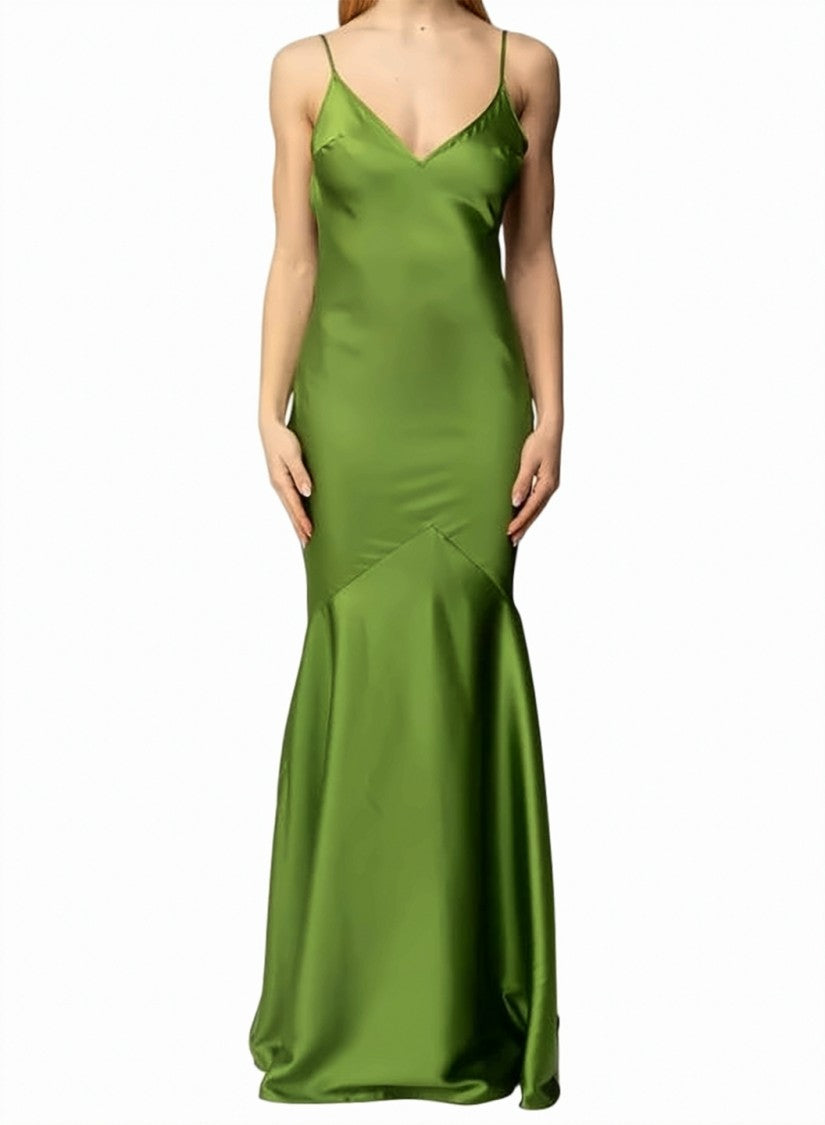 Elisabetta Franchi Red Carpet Satin Thin Straps Dress