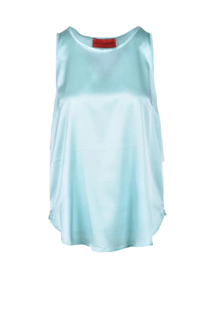 Wild Cashmere Stretch Silk Top - Aqua Green