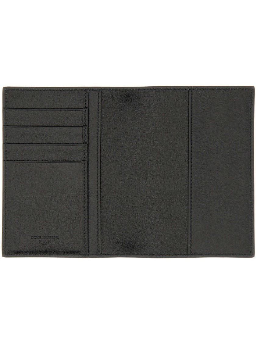 Dolce & Gabbana Minimalist Black Leather Passport Holder