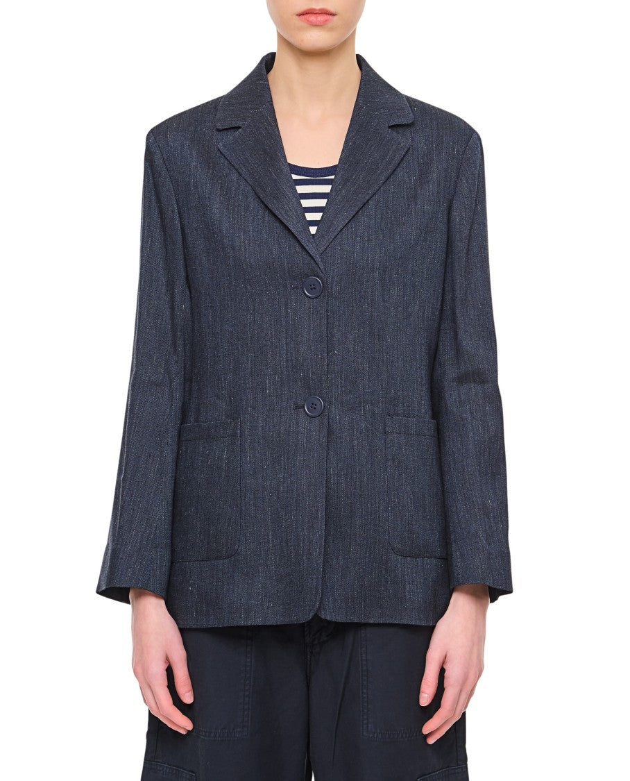 Max Mara Derna' Tailored Blue Jacket With Front Button Fastening