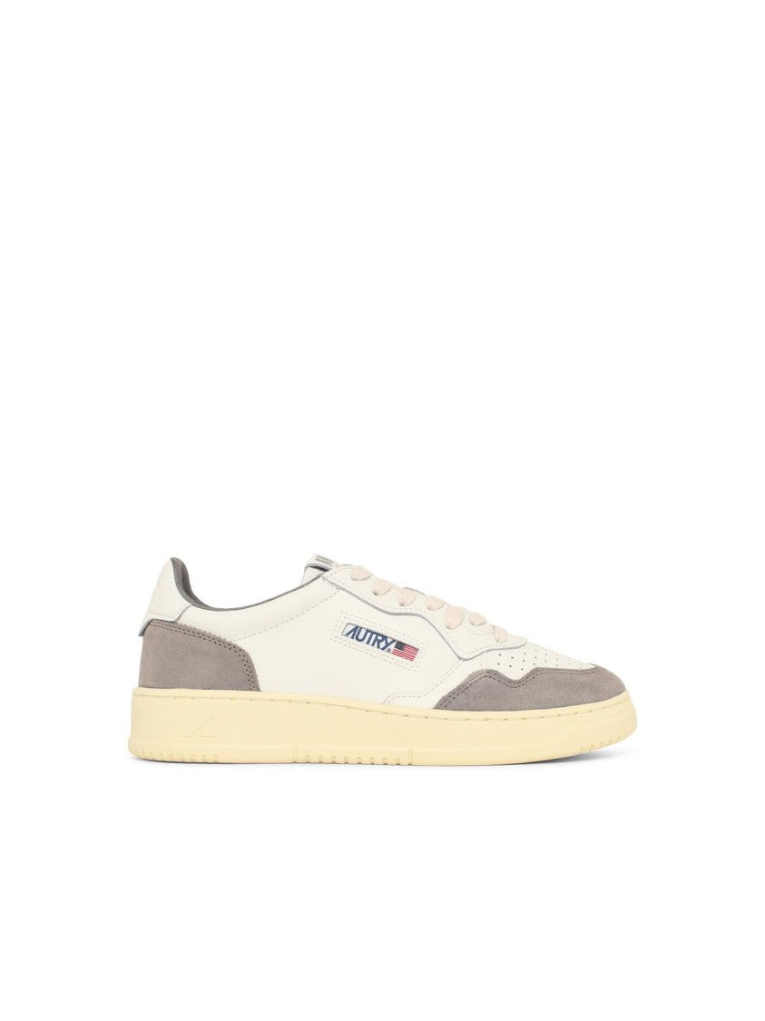 Autry 'Medalist Low' White And Grey Leather Sneakers