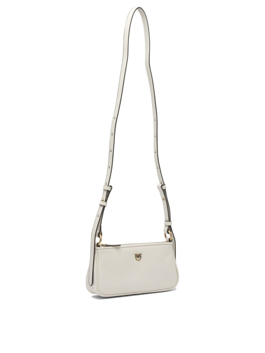 Pinko Structured White Leather Crossbody Bag
