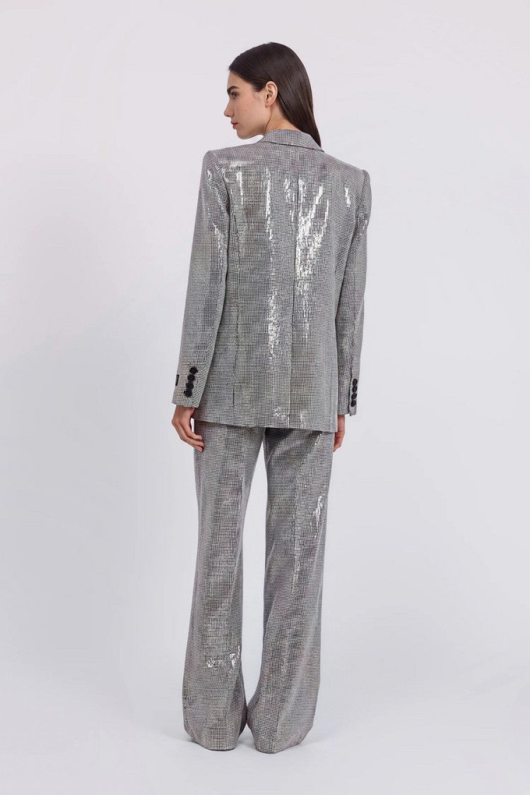 Ermanno Silver And Black Sequin Double-Breasted Polyester Blazer