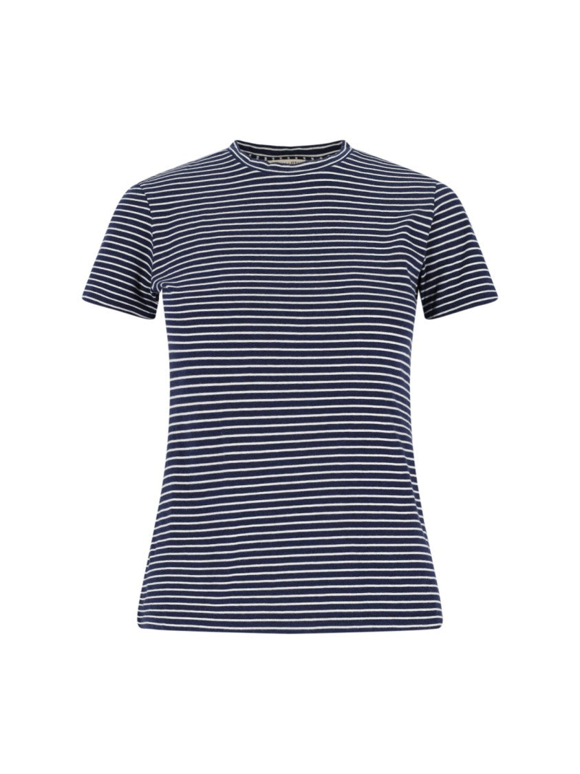 Nili Lotan Blue Cotton T-Shirt With White Stripes