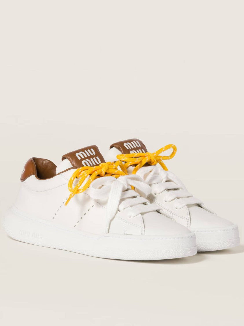 Miu Miu White Low-Top Contrast Detail Sneakers