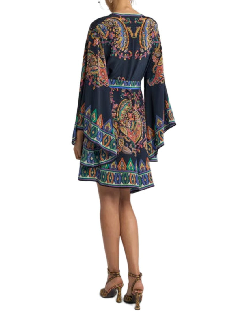 Etro Dark Blue Paisley Mini Dress