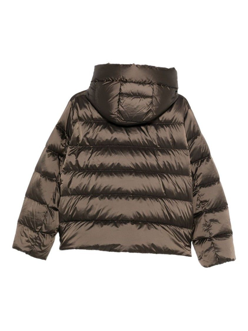 Seventy Sergio Tegon Brown Quilted Short Coat With High Collar
