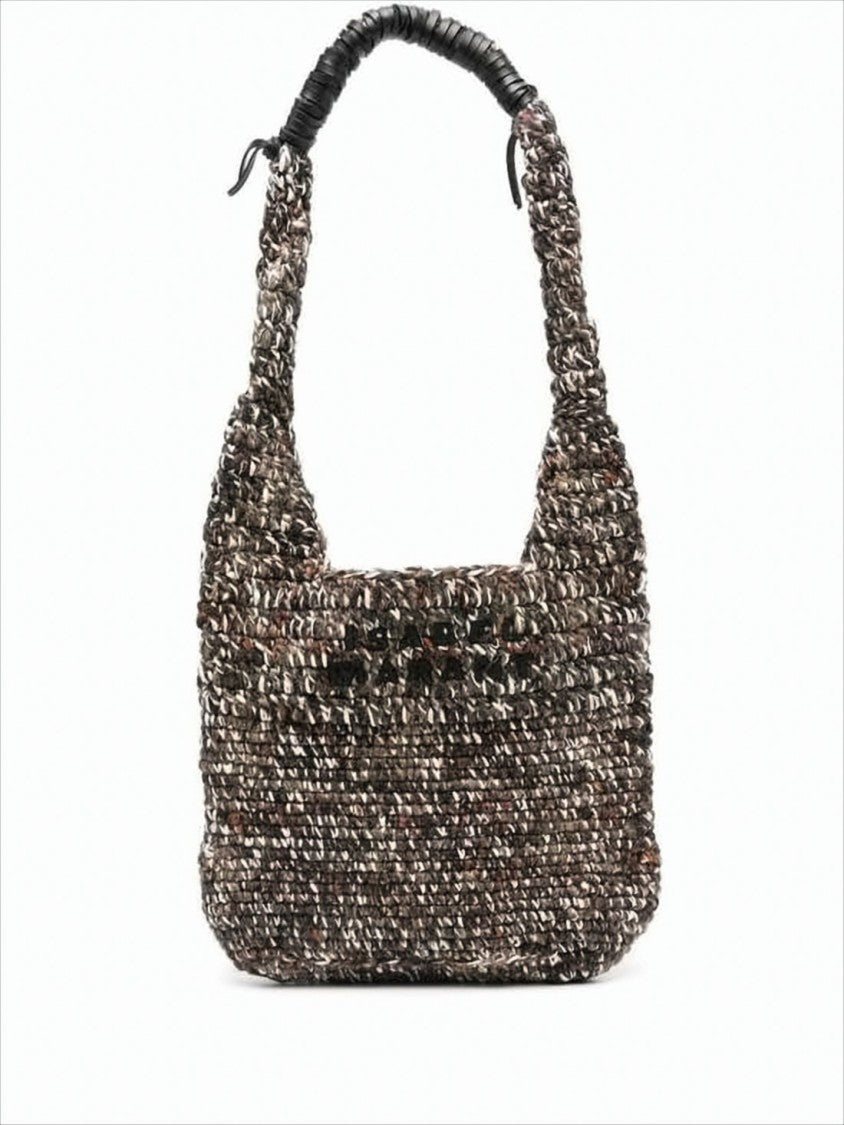 Isabel Marant Textured Knit Shoulder Bag With Embossed Logo Detail