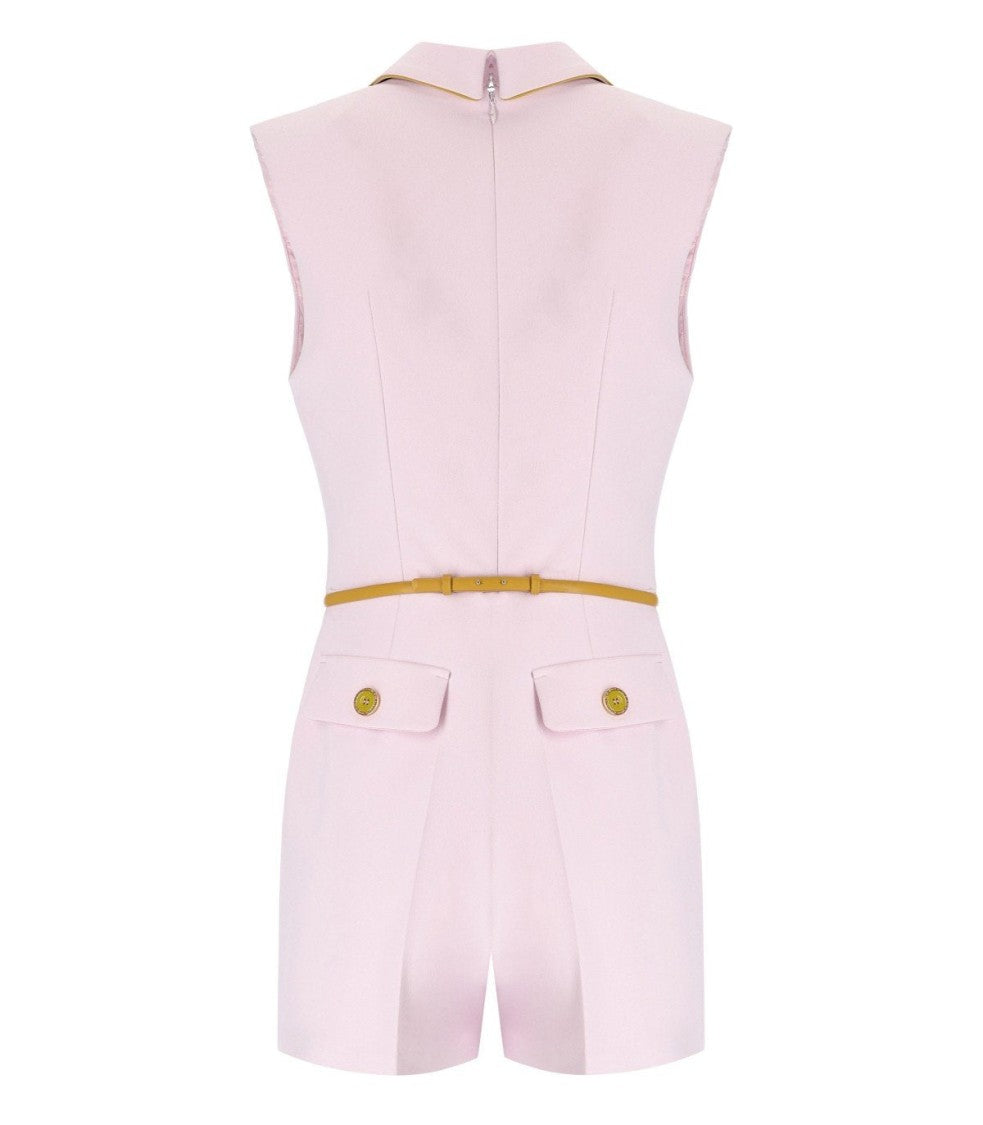 Elisabetta Franchi Quarzo Curry Short Jumpsuit With Buttons