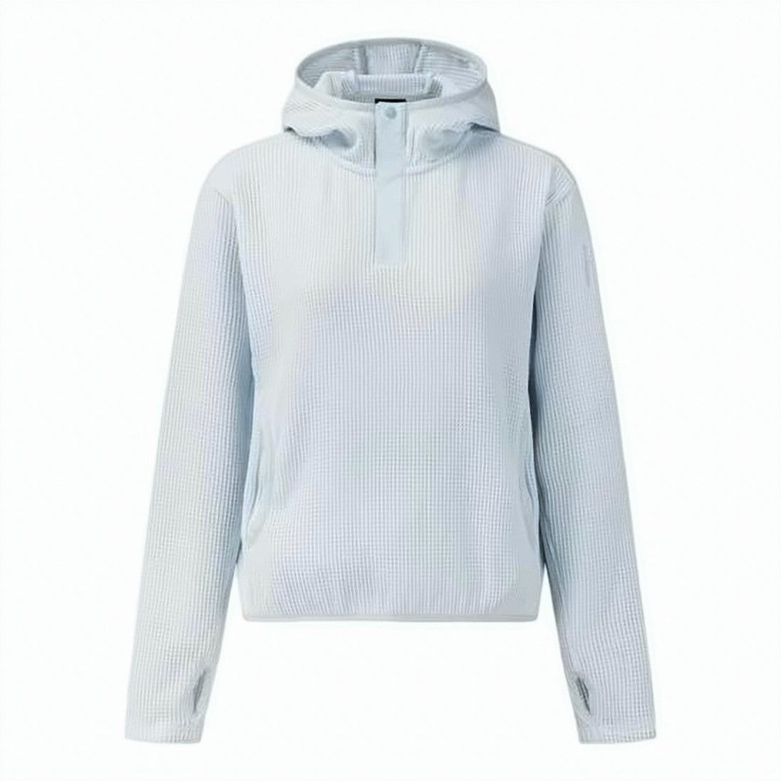 Salomon Textured Waffle-Knit Hoodie With Half-Button Placket