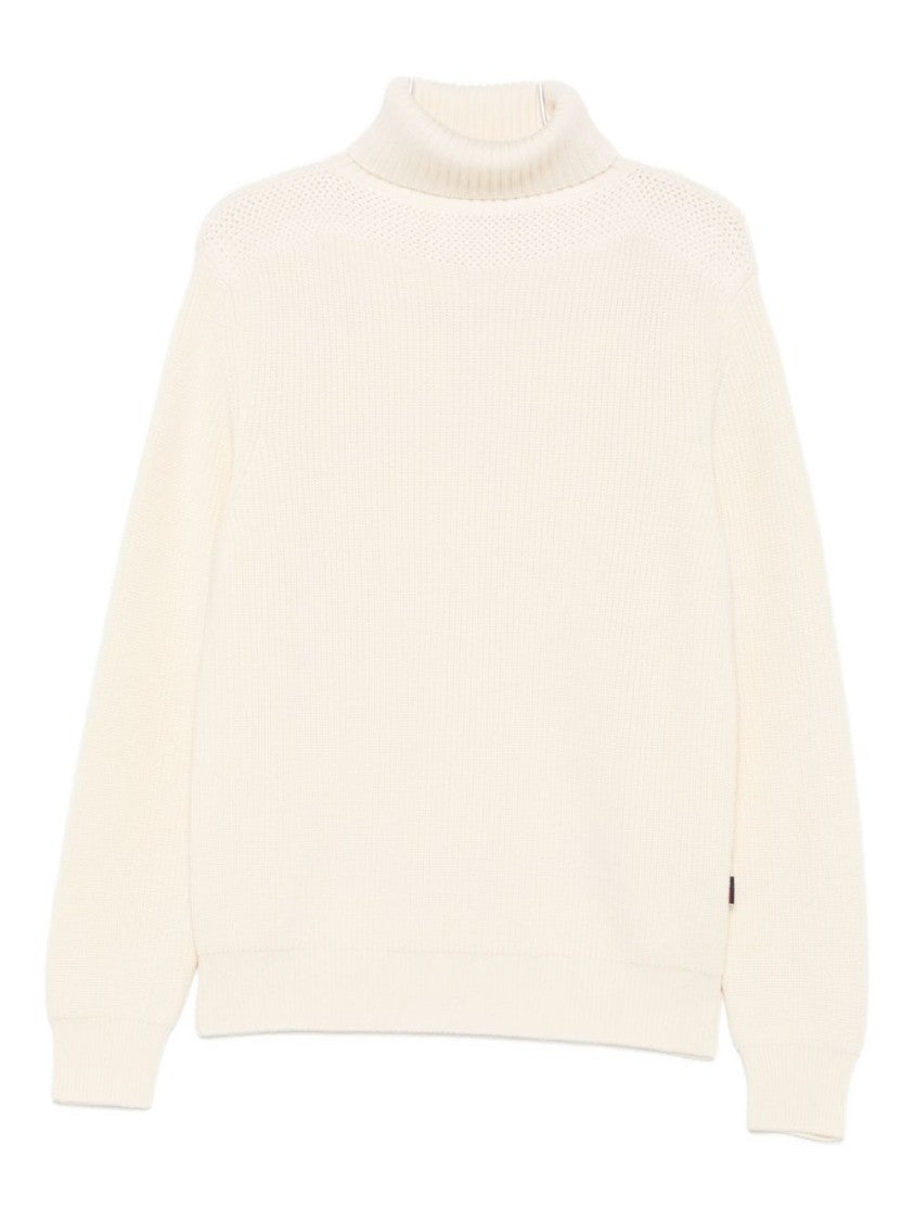 Sebago Ribbed Knit White Wool Sweater
