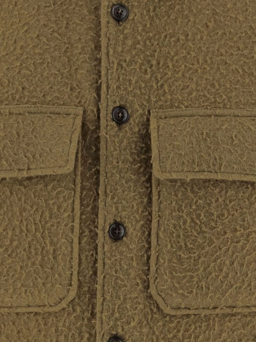 Woolrich X Black Label Teddy-Textured Button-Up Shirt Jacket With Classic Collar And Flap Pockets