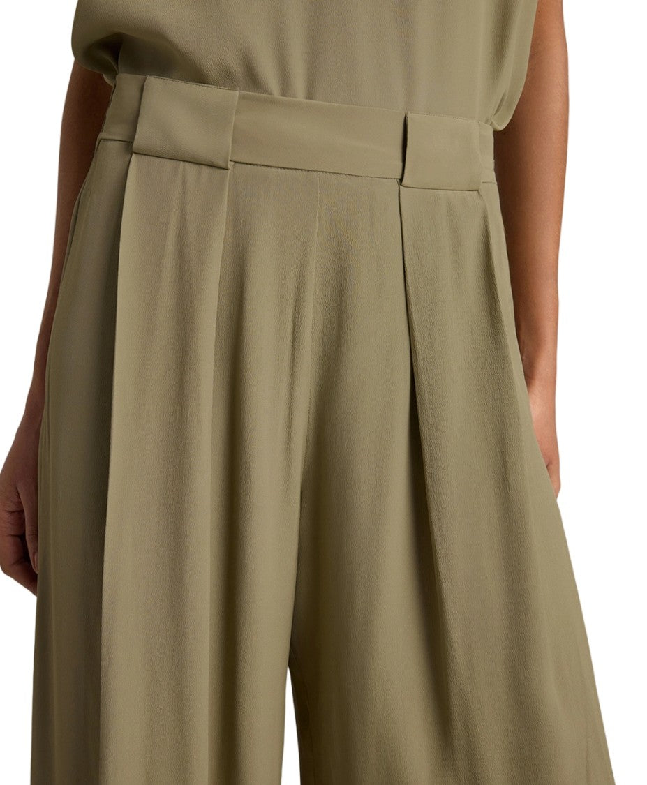Momonì Acetate-Silk Crêpe Front-Pleats Wide-Leg Pants