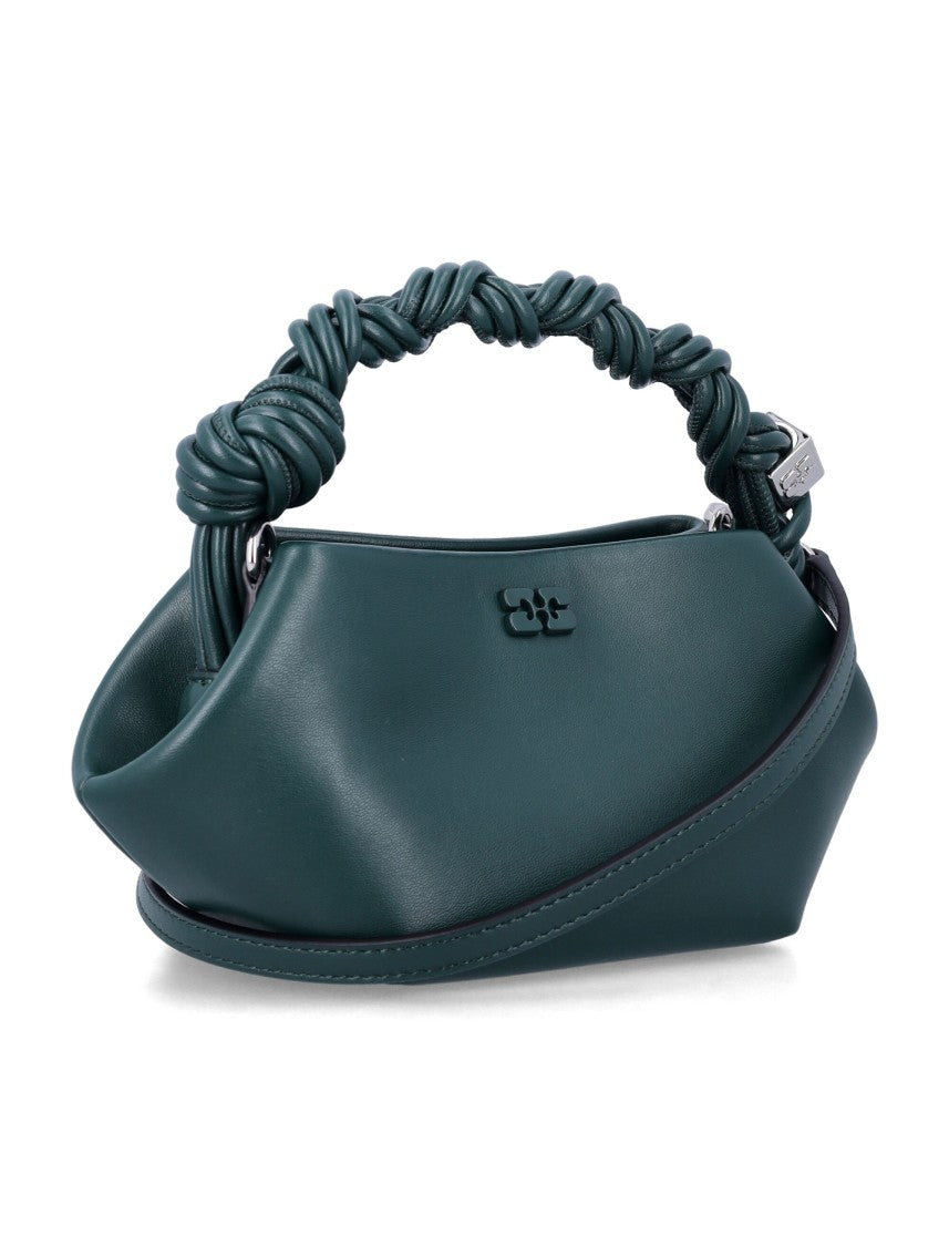 Ganni Twisted Handle Leather Shoulder Bag