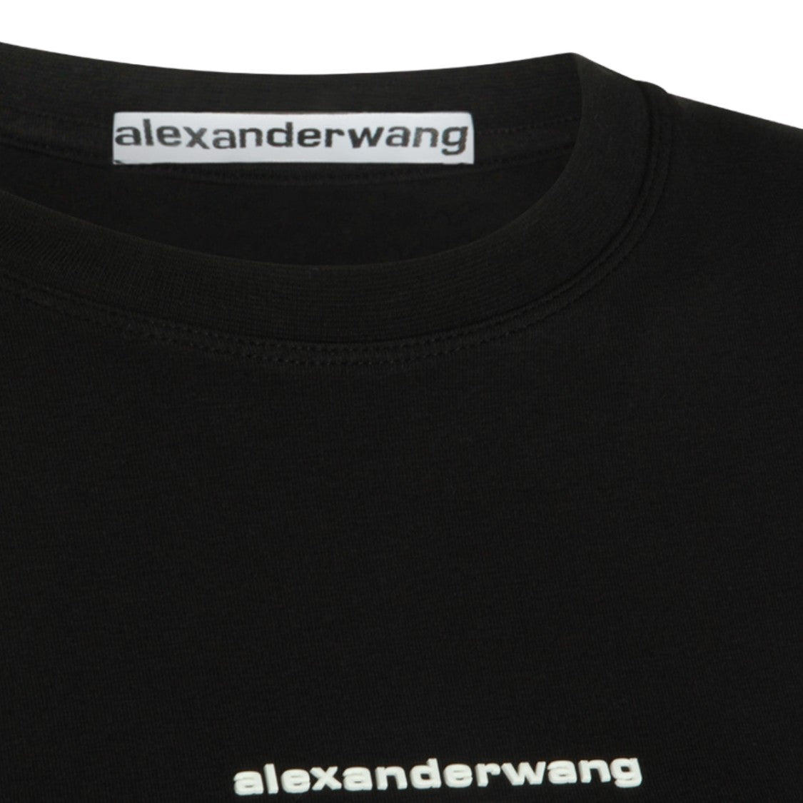 Alexander Wang Fitted Black T-Shirt With Round Neckline And White Logo