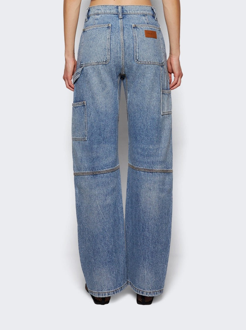 Alexander Wang High Waisted Bowed Carpenter Pant Classic Worn Indigo